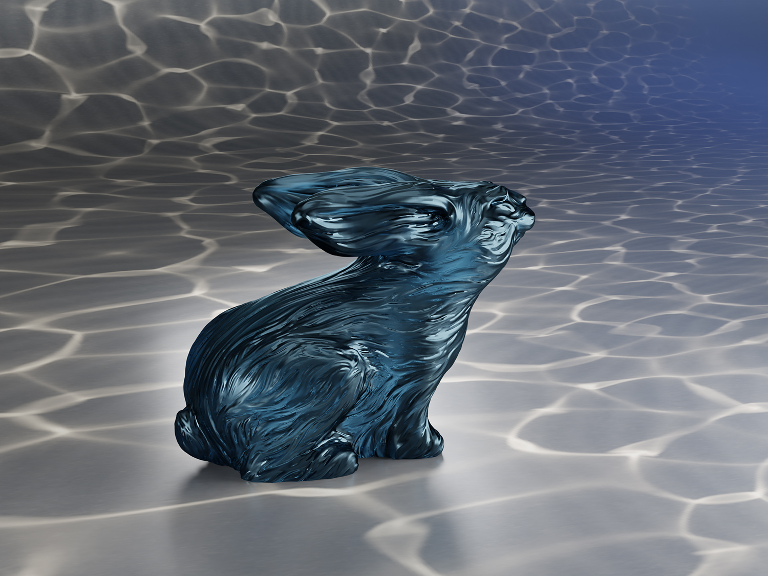 Concept Sculpture of the Water Rabbit, Mystical Character Design. Realistic 3D Rendering.